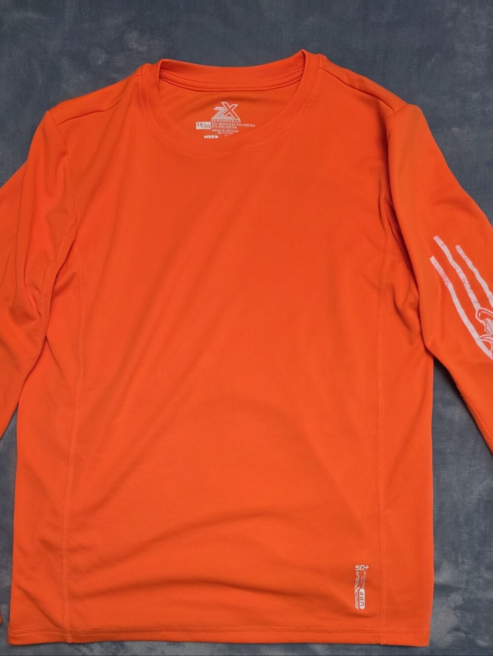 ZeroXposur Kid's XXL (18-20) Long-Sleeve 50+UPF Swimming Shirt - Bright Orange
